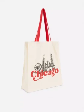 Bolso tote urbano de algodón con estampado gráfico