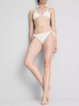 Braguitas de bikini con lazo lateral y estampado floral en 3D