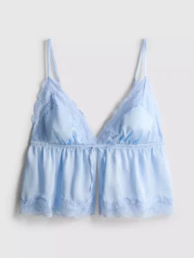 Bralette tipo babydoll de encaje y satén nupcial