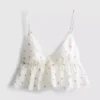 Bralette vaporoso con ribete de encaje en color cereza