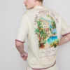 Camisa con cuello rever y estampado paisajístico