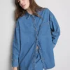 Camisa de algodón vaquero de corte holgado con botones