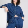 Camisa de algodón vaquero de corte holgado con botones