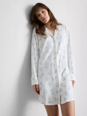 Camisa de dormir holgada de estilo «boyfriend» con estampado