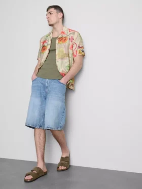 Camisa de manga corta con botones «Tropical Postcard»