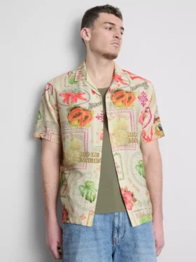 Camisa de manga corta con botones «Tropical Postcard»