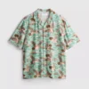 Camisa de manga corta con botones y estampado de pájaros