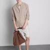 Camisa de mezcla de lino con cuello «grandad»