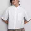 Camisa Oxford corta de corte cuadrado y manga corta