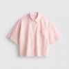 Camisa Oxford corta de corte cuadrado y manga corta