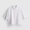 Camisa Oxford corta de corte cuadrado y manga corta