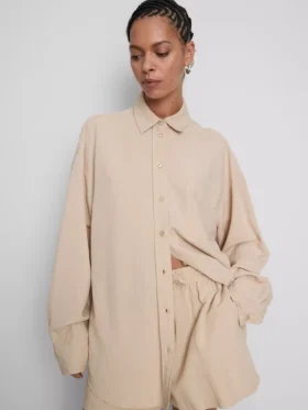 Camisas clásicas abotonadas de mezcla de algodón