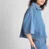 Camisas cortas de corte recto en denim de algodón
