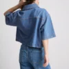 Camisas cortas de corte recto en denim de algodón
