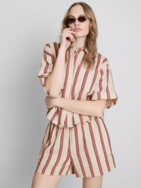 Camisas de algodón a rayas de corte holgado