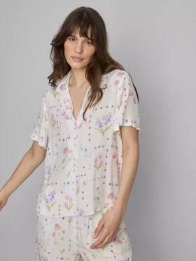 Camisas de pijama de manga corta con estampado floral