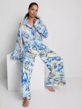 Camisas de playa de algodón estampadas con botones