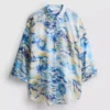 Camisas de playa de algodón estampadas con botones