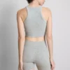 Camiseta corta acanalada sin costuras