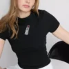 Camiseta corta de algodón con abalorios