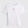 Camiseta corta de algodón con abalorios