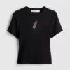 Camiseta corta de algodón con abalorios