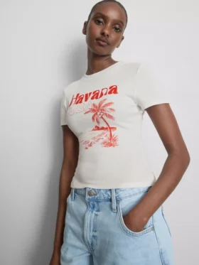 Camiseta corta «Havana» con estampado gráfico, con alto contenido en algodón