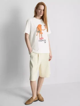 Camiseta de algodón «Croissant» con motivos de volantes y corazones rotos