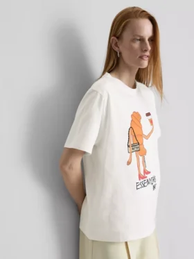 Camiseta de algodón «Croissant» con motivos de volantes y corazones rotos
