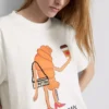 Camiseta de algodón «Croissant» con motivos de volantes y corazones rotos