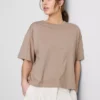 Camiseta de algodón de corte recto con cuello redondo