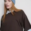 Camiseta de algodón de corte recto con cuello redondo