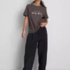 Camiseta de algodón de manga corta con estampado en pantalones cortos