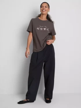 Camiseta de algodón de manga corta con estampado en pantalones cortos