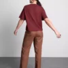 Camiseta de algodón de manga corta tejida a ganchillo