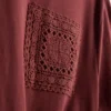 Camiseta de algodón de manga corta tejida a ganchillo
