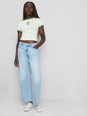 Camiseta de algodón estampada con cuello redondo