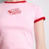 Camiseta de algodón estampada con cuello redondo