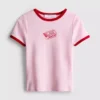 Camiseta de algodón estampada con cuello redondo