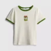 Camiseta de algodón estampada con cuello redondo