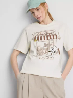 Camiseta de algodón «Peanuts Snoopy Café»