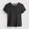 Camiseta de cuello redondo de doble capa