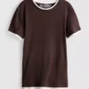 Camiseta de cuello redondo de doble capa