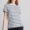 Camiseta de manga corta a rayas con cuello redondo