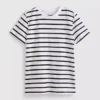 Camiseta de manga corta a rayas con cuello redondo