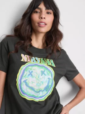 Camiseta de Nirvana de algodón desgastado