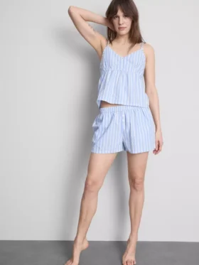 Camiseta de pijama de algodón a rayas