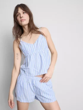 Camiseta de pijama de algodón a rayas