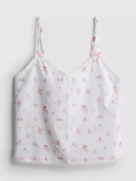 Camiseta de pijama floral de algodón dobby