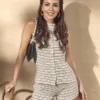 Camiseta de punto a rayas con botones de Paula Echevarría